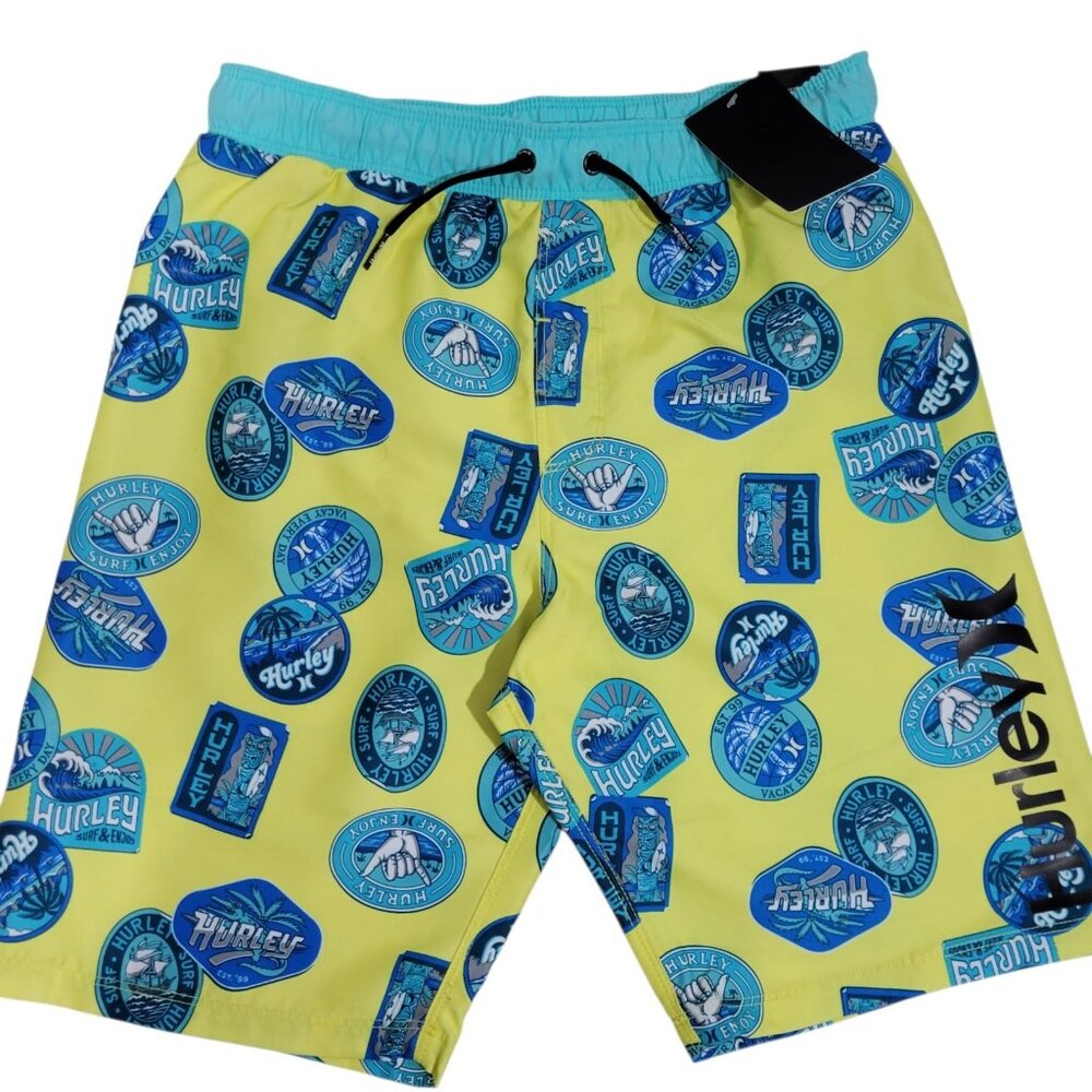 Hurley‎ Swim Trunks Boys Size Medium (10-12 Yrs) Brief Lined Surf Boardshort NEW